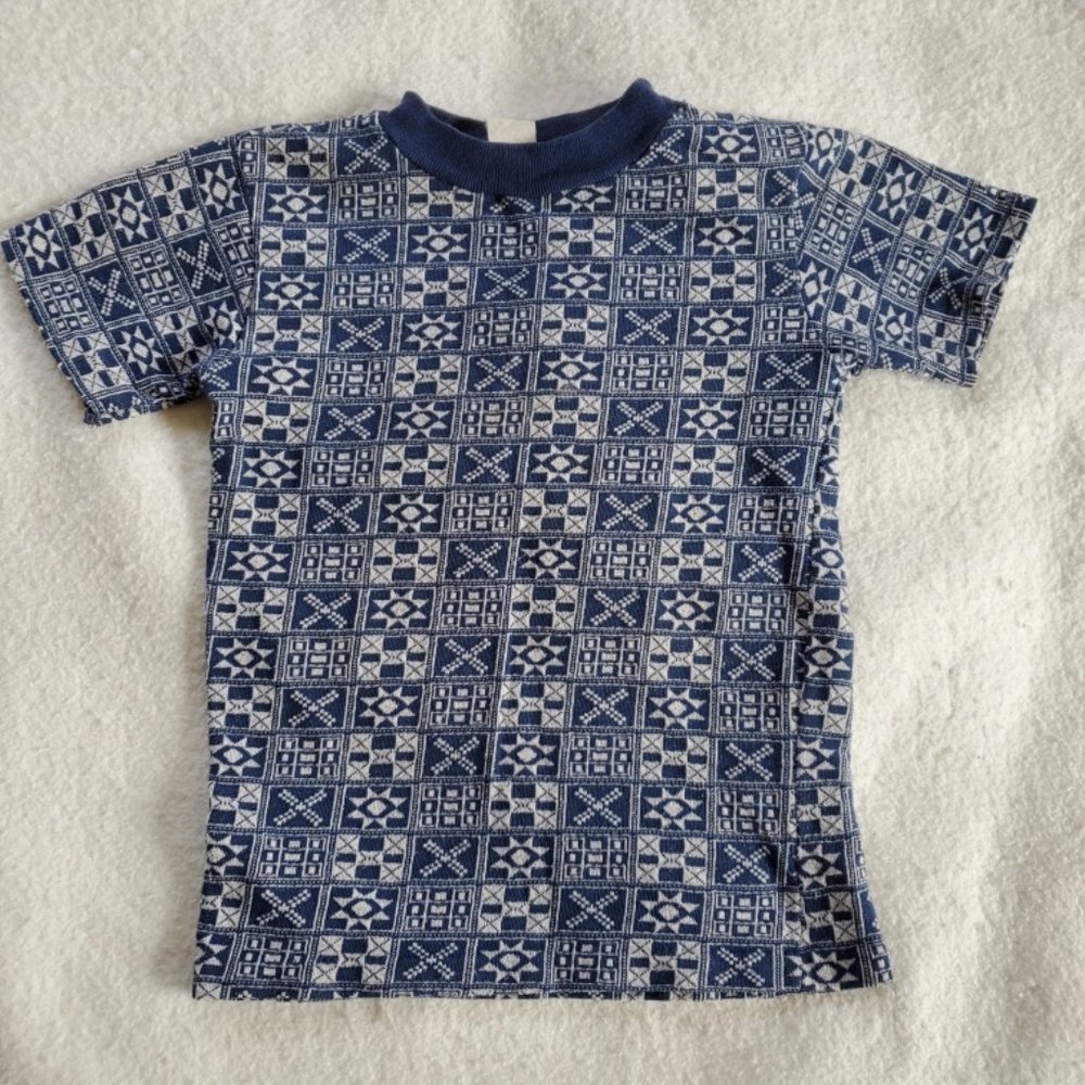 Vtg 1960's Three Dots Patterned Shirt, Sz 10